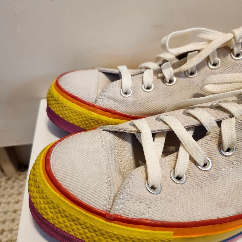 Converse Chuck Taylor All Star Lift OX Rainbow Platform Sneakers Women Sz. 9 $90 - Picture 9 of 9